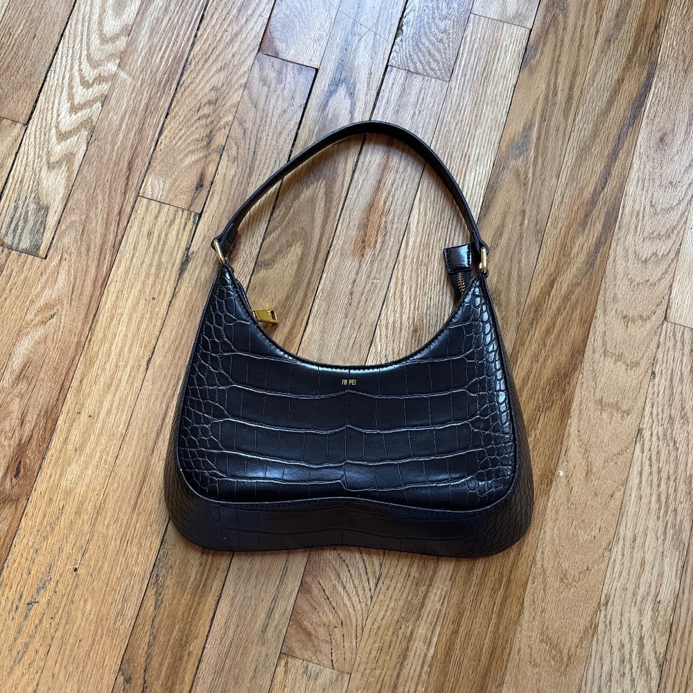 Black Croc Shoulder Bag